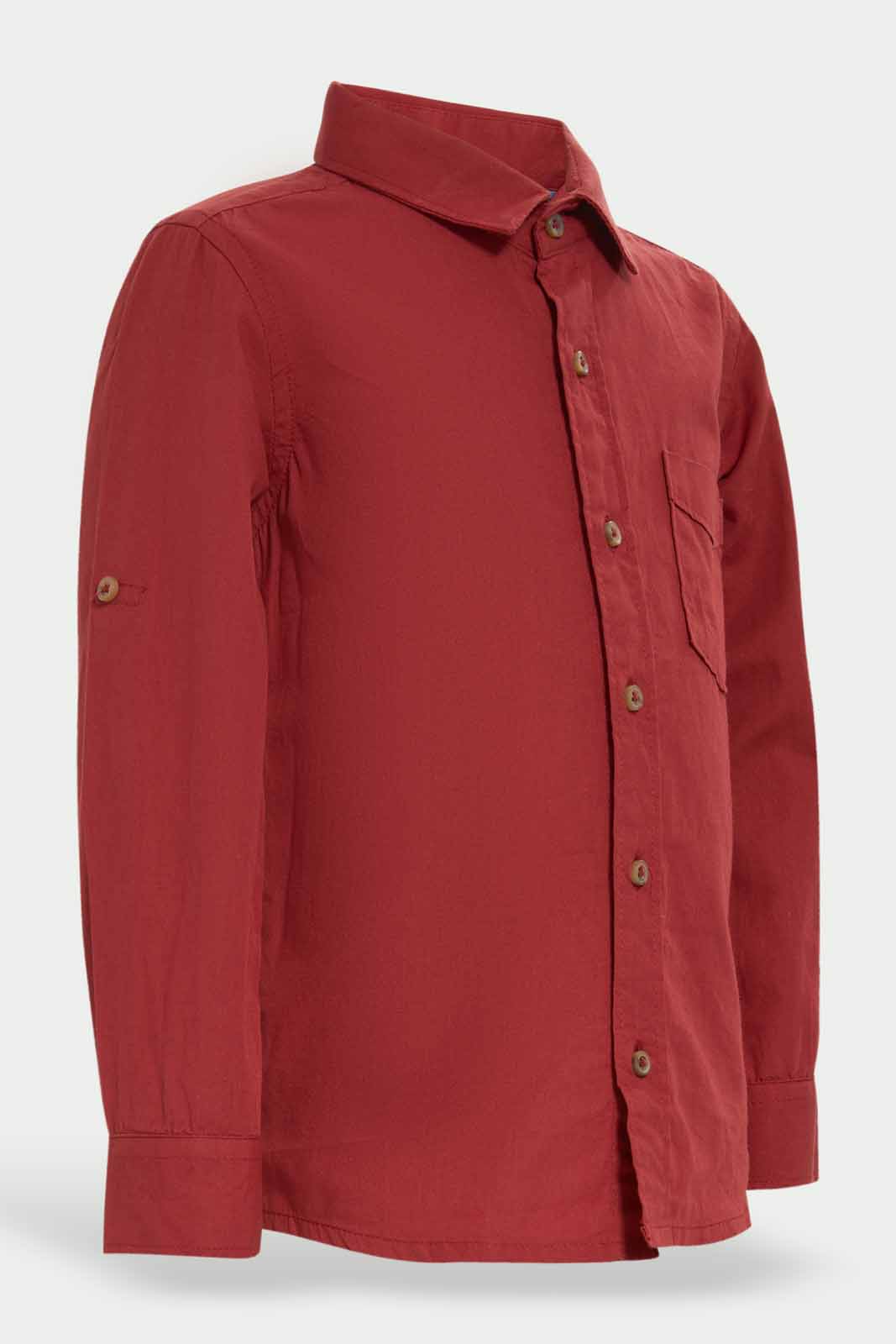 Redtag-Brown-Poplin-Long-Slv-Shirt-Category:Shirts,-Colour:Brown,-Dept:Boys,-Filter:Infant-Boys-(3-to-24-Mths),-INB-Shirts,-Non-Sale,-S22C,-Section:Boys-(0-to-14Yrs)-Infant-Boys-