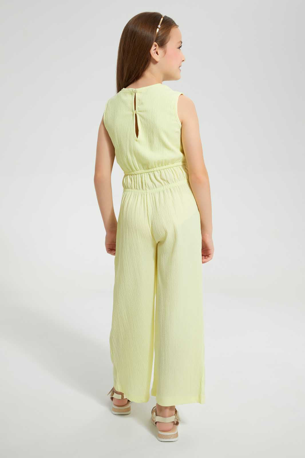 Redtag-Yellow-Elasticated-Waistband-Jumpsuit-Category:Jumpsuits,-Colour:Yellow,-Deals:4-For-90,-Deals:Sale,-Filter:Girls-(2-to-8-Yrs),-Girls-Jumpsuits,-S22C,-Sale-GIR-APL,-Section:Girls-(0-to-14Yrs)-Girls-2 to 8 Years