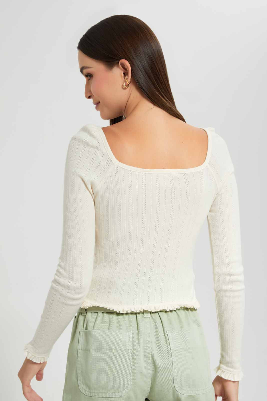 Redtag-Cream-Pointelle-Rib-Top-Category:Tops,-Colour:Cream,-Filter:Women's-Clothing,-New-In,-New-In-Women,-Non-Sale,-RMD-add,-S22C,-Section:Women,-Women-Tops-Women's-