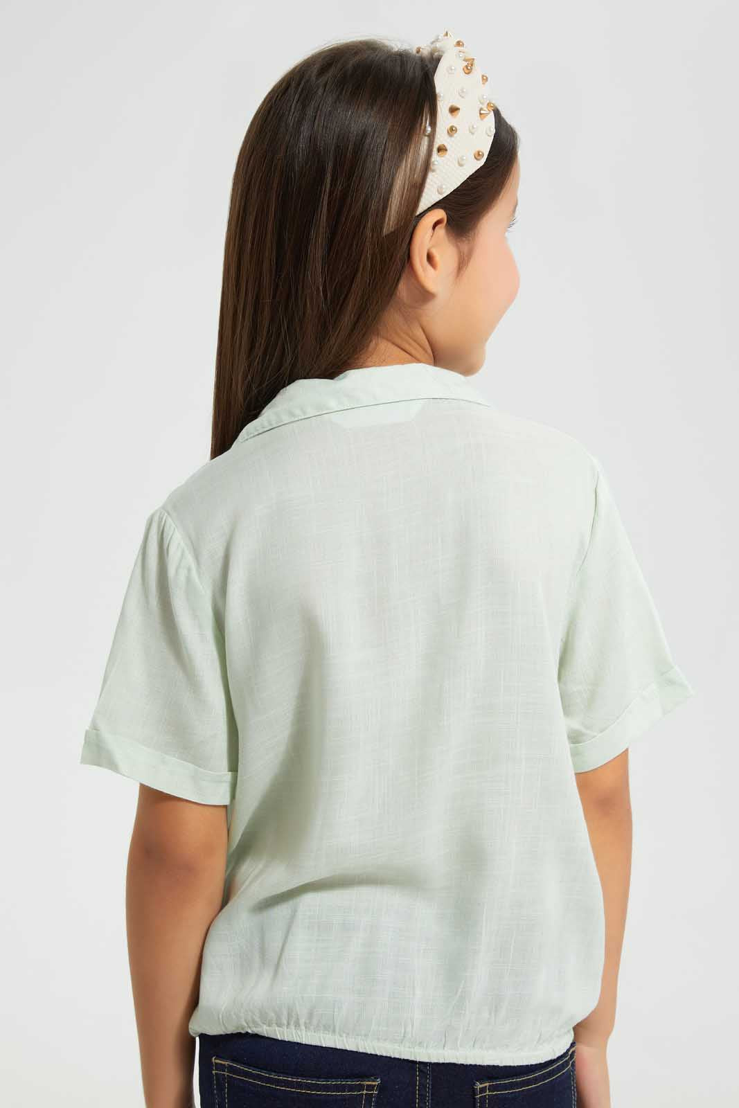 Redtag-Mint-Crop-Shirt-Blouse-Cropped-Tops-Girls-2 to 8 Years