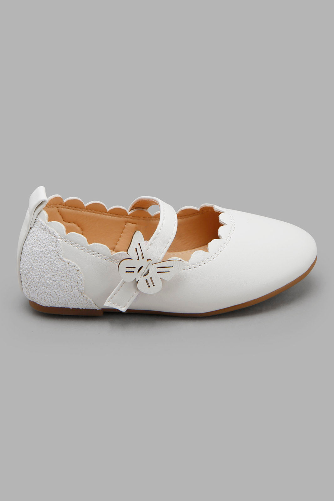 Redtag-White-Butterfly-Ballerina-Category:Shoes,-Colour:White,-Filter:Girls-Footwear-(1-to-3-Yrs),-ING-Shoes,-New-In,-New-In-ING-FOO,-Non-Sale,-Section:Girls-(0-to-14Yrs),-W22O-Infant-Girls-1 to 3 Years