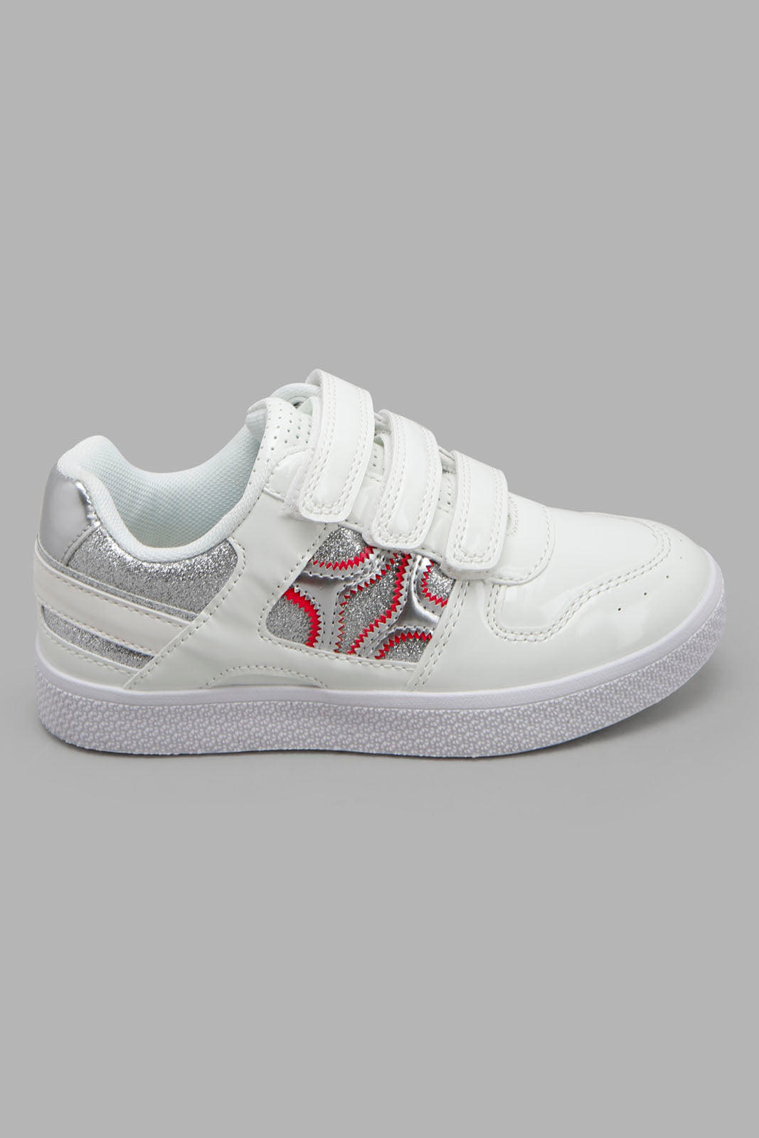 Redtag-White-Multi-Piece-Sneaker-Category:Trainers,-Colour:White,-Filter:Girls-Footwear-(3-to-5-Yrs),-GIR-Trainers,-New-In,-New-In-GIR-FOO,-Non-Sale,-Section:Girls-(0-to-14Yrs),-W22O-Girls-3 to 5 Years