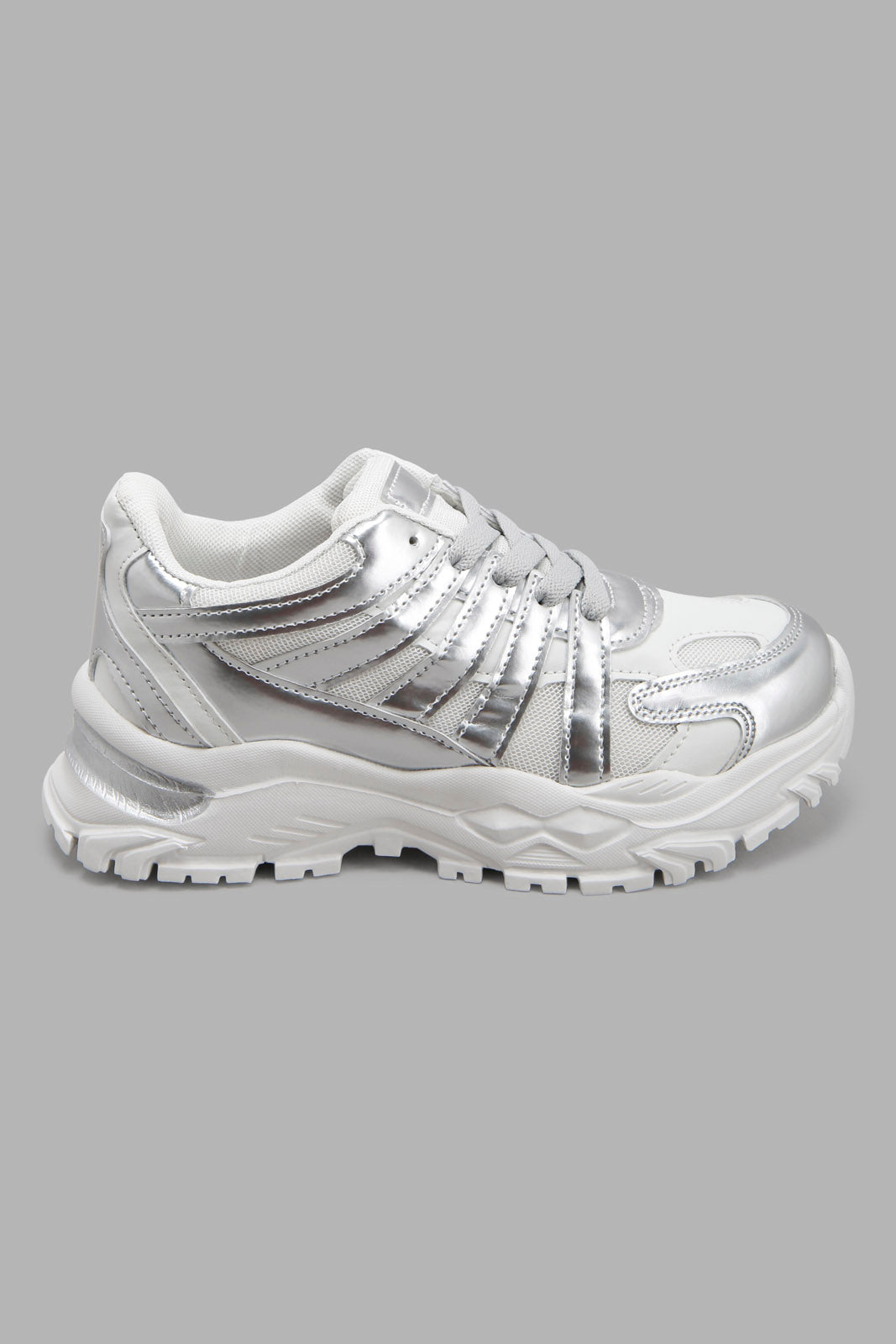 Redtag-Pale-Grey-Lace-Up-Trainer-Category:Trainers,-Colour:Grey,-Filter:Girls-Footwear-(5-to-14-Yrs),-GSR-Trainers,-New-In,-New-In-GSR-FOO,-Non-Sale,-Section:Girls-(0-to-14Yrs),-W22A-Senior-Girls-5 to 14 Years