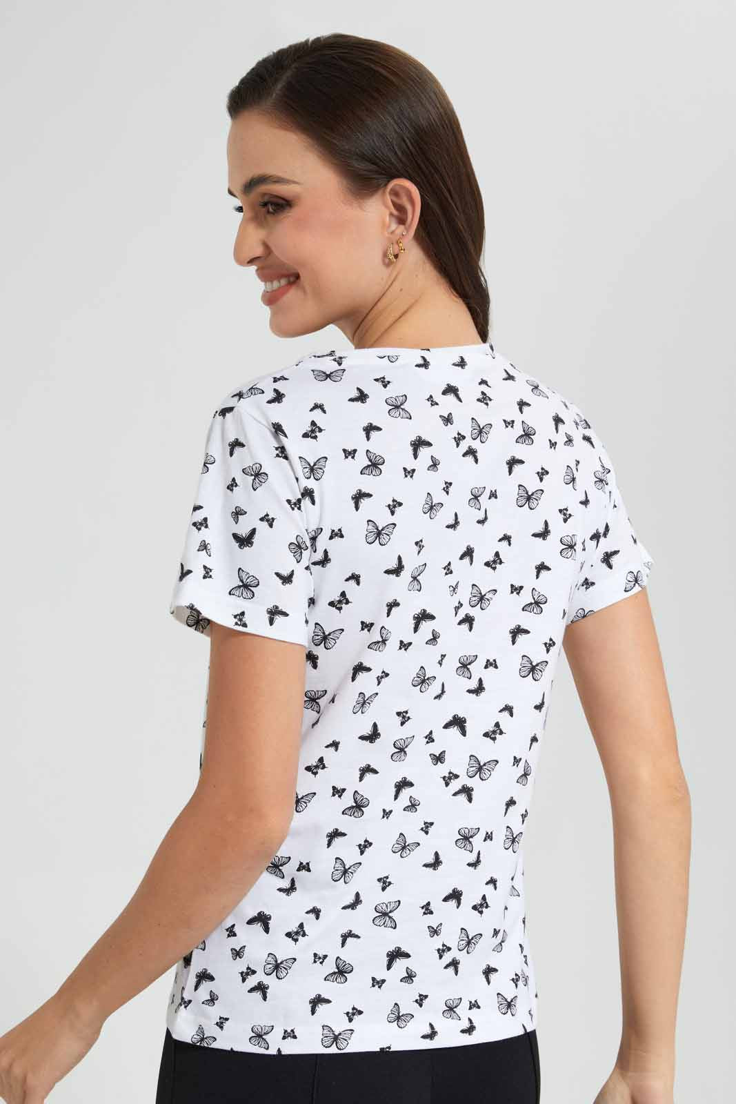 Redtag-Lemon-Butterfly-Allover-Print-T-Shirt-Category:T-Shirts,-Colour:Lemon,-Filter:Women's-Clothing,-New-In,-New-In-Women,-Non-Sale,-S22D,-Section:Women,-TBL,-Women-T-Shirts-Women's-
