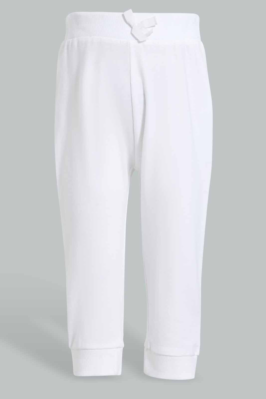 Redtag-Assorted-Dark-Pink-&-White-Solid-2Pcs-Pack-Active-Pant-Joggers-Infant-Girls-3 to 24 Months