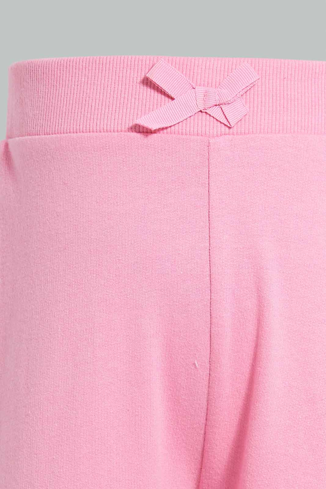 Redtag-Assorted-Dark-Pink-&-White-Solid-2Pcs-Pack-Active-Pant-Joggers-Infant-Girls-3 to 24 Months
