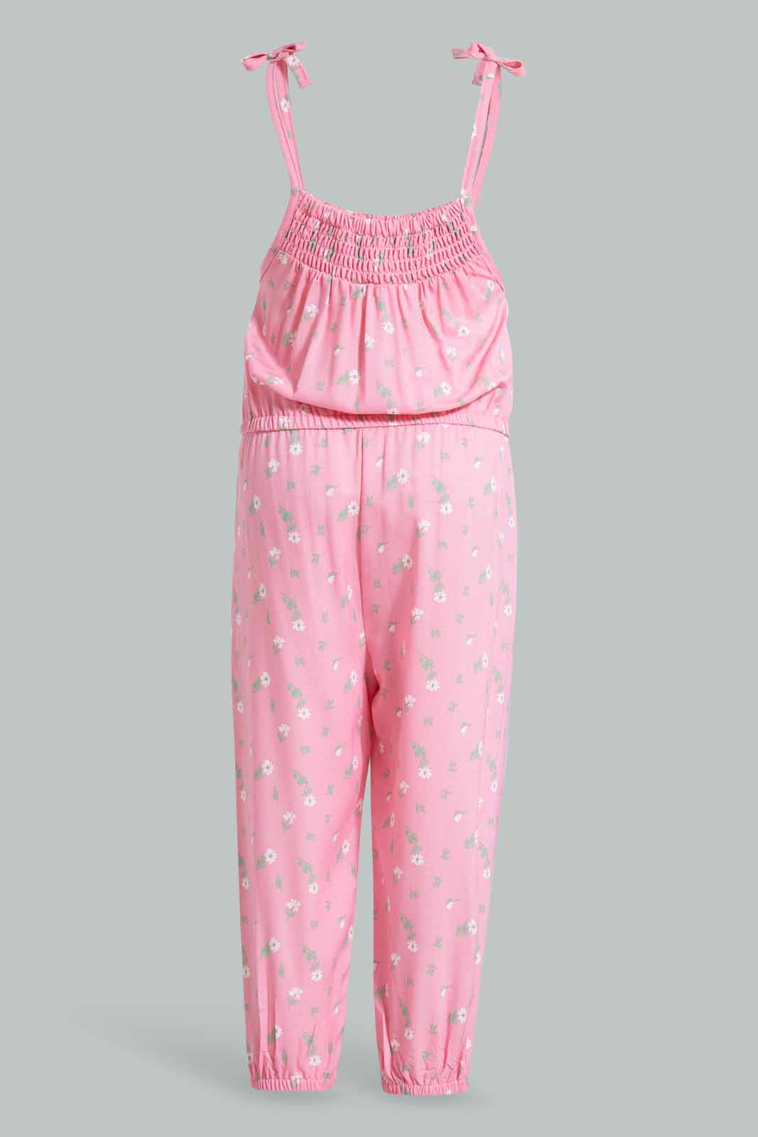 Redtag-Coral-Aop-Strappy-Jumpsuit-Category:Jumpsuits,-Colour:Orange,-Filter:Infant-Girls-(3-to-24-Mths),-Infant-Girls-Jumpsuits,-New-In,-New-In-ING,-Non-Sale,-RMD-add,-S22C,-Section:Kidswear-Infant-Girls-3 to 24 Months