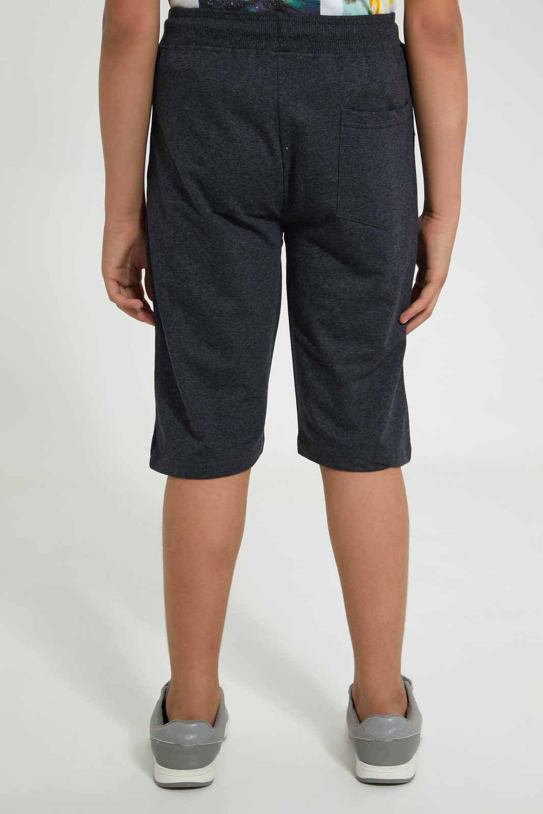 Redtag-Charcoal-Front-Zipper-Active-Short-Active-Shorts-Senior-Boys-9 to 14 Years