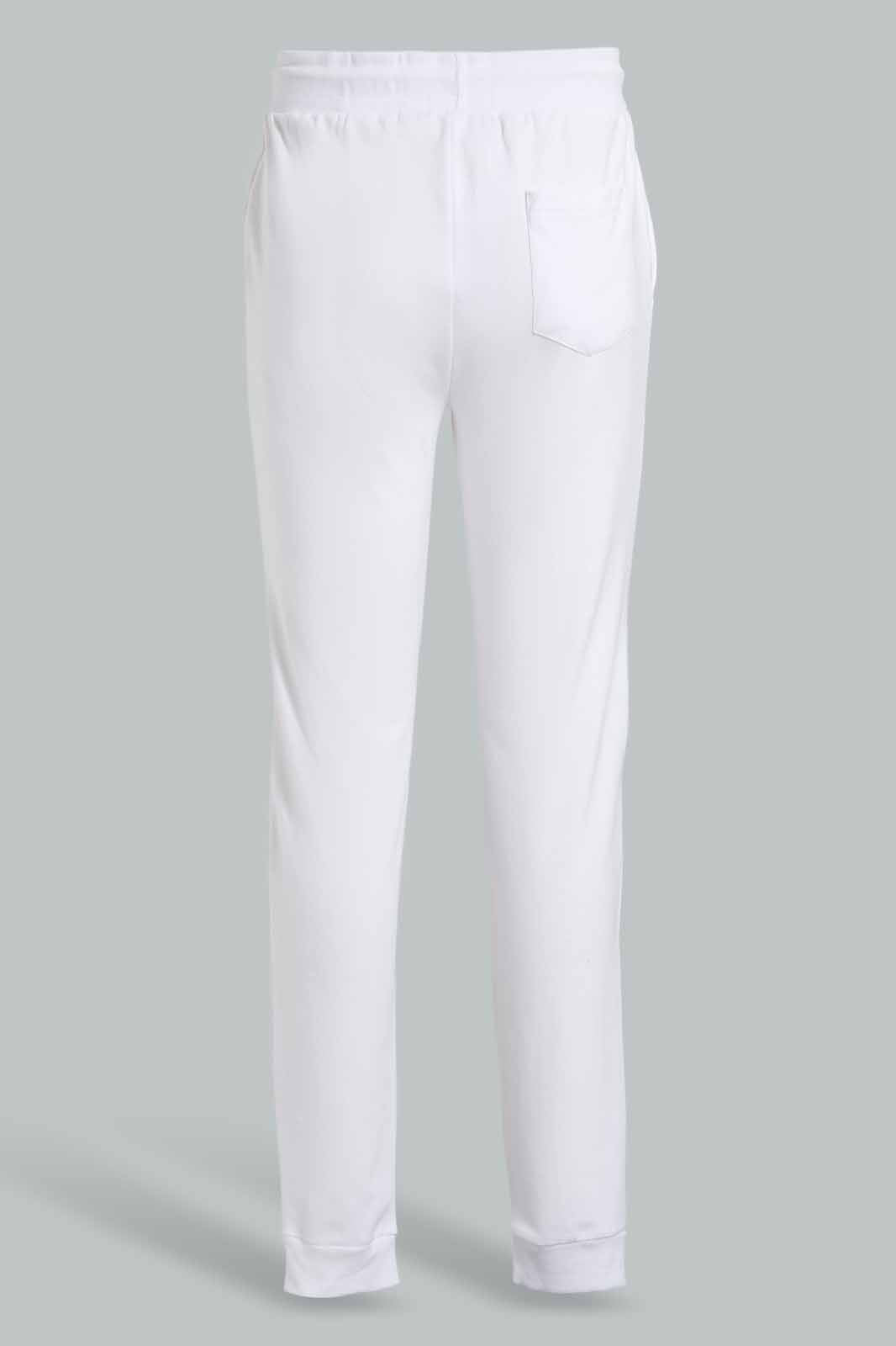 Redtag-White-Biker-Knee-Active-Pant-Joggers-Senior-Boys-9 to 14 Years