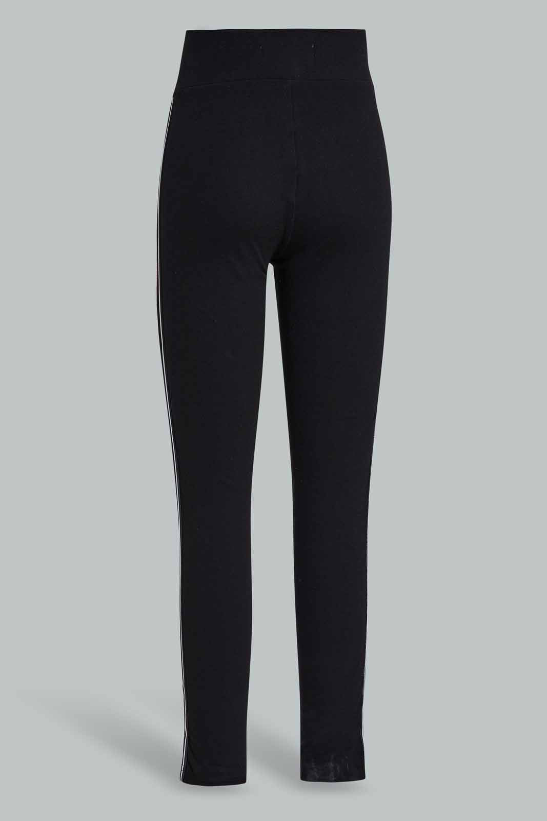 Redtag-Black-Pique-Leggings-With-Print-Category:Leggings,-Colour:Black,-Filter:Senior-Girls-(9-to-14-Yrs),-GSR-Leggings,-New-In,-New-In-GSR,-Non-Sale,-S22D,-Section:Kidswear,-TBL-Senior-Girls-