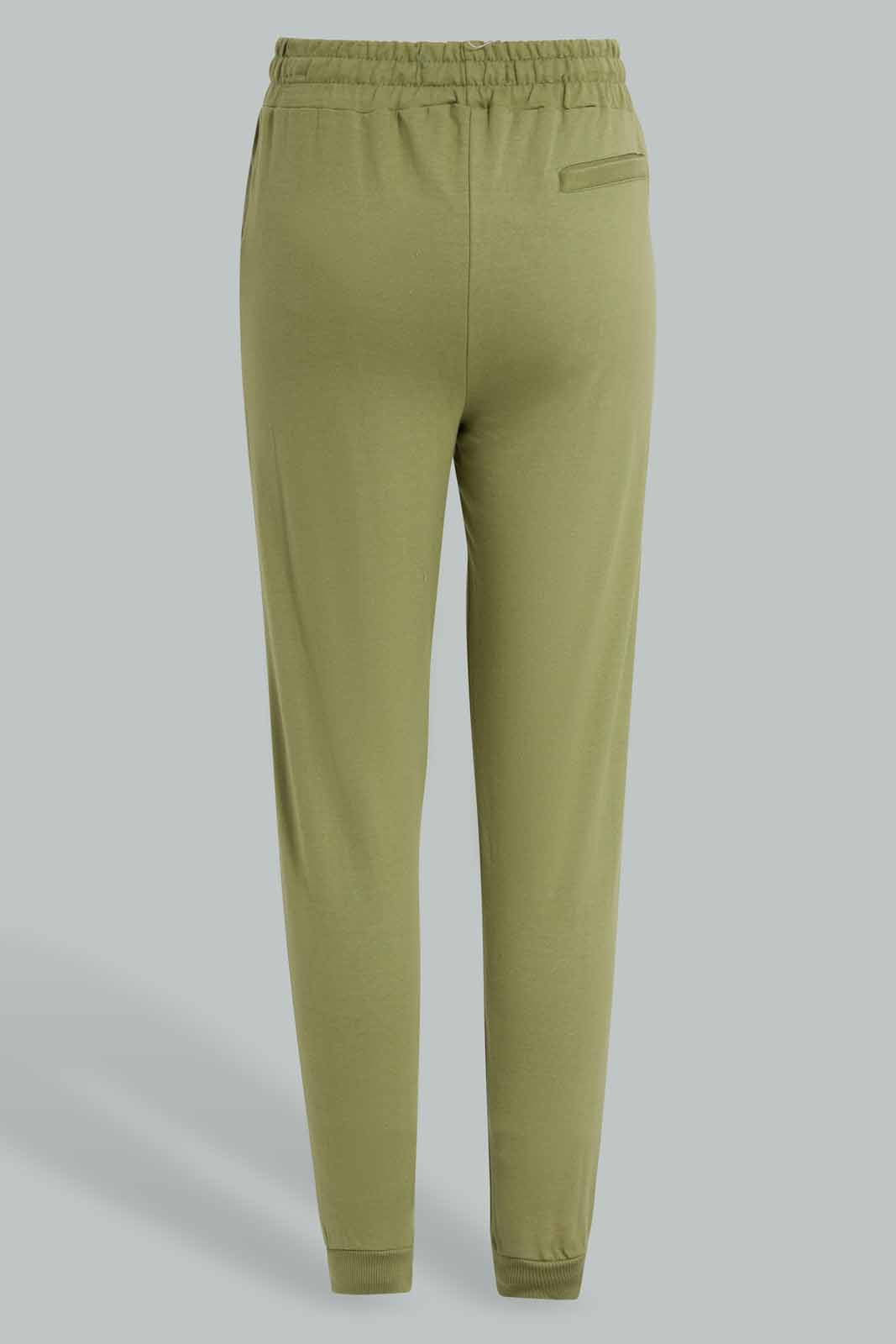Redtag-Olive--Basic-Track-Pant-Category:Joggers,-Colour:Green,-Deals:New-In,-Filter:Senior-Girls-(8-to-14-Yrs),-GSR-Joggers,-New-In-GSR,-Non-Sale,-S22D,-Section:Kidswear,-TBL-Senior-Girls-