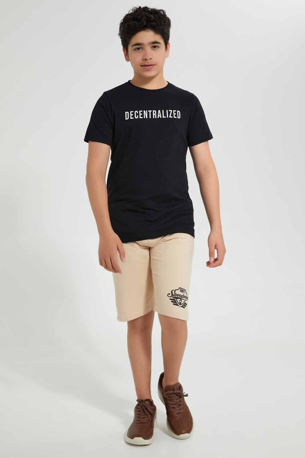 Redtag-Beige-Distant-Lands-Tee-Graphic-T-Shirts-Senior-Boys-9 to 14 Years
