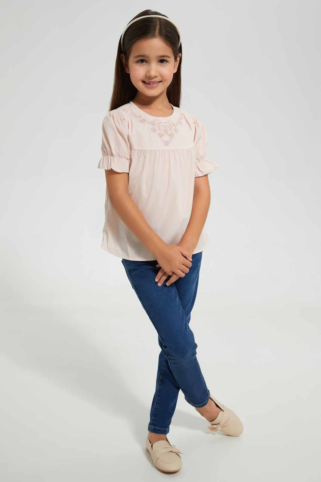 Redtag-Pink-Embroidered-Blouse-Category:Blouses,-Colour:Pink,-Deals:4-For-90,-Deals:Sale,-Filter:Girls-(2-to-8-Yrs),-Girls-Blouses,-S22D,-Sale-GIR-APL,-Section:Girls-(0-to-14Yrs)-Girls-2 to 8 Years