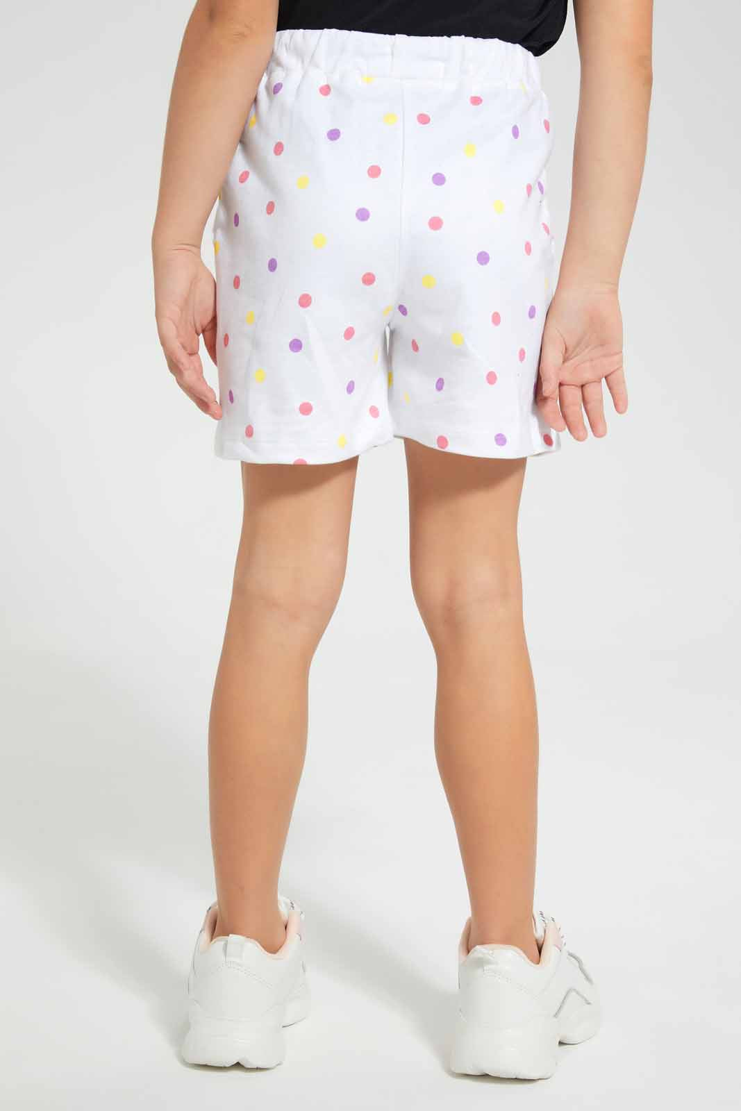 Redtag-Assorted-Aop-Short-Casual-Shorts-Girls-2 to 8 Years