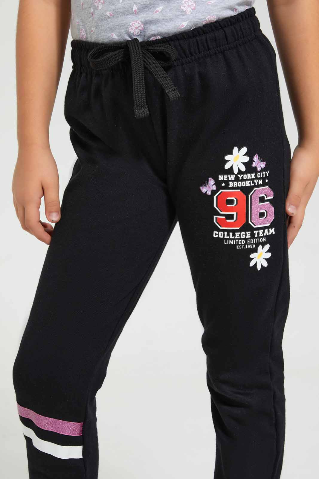 Black Embellished Active Pant