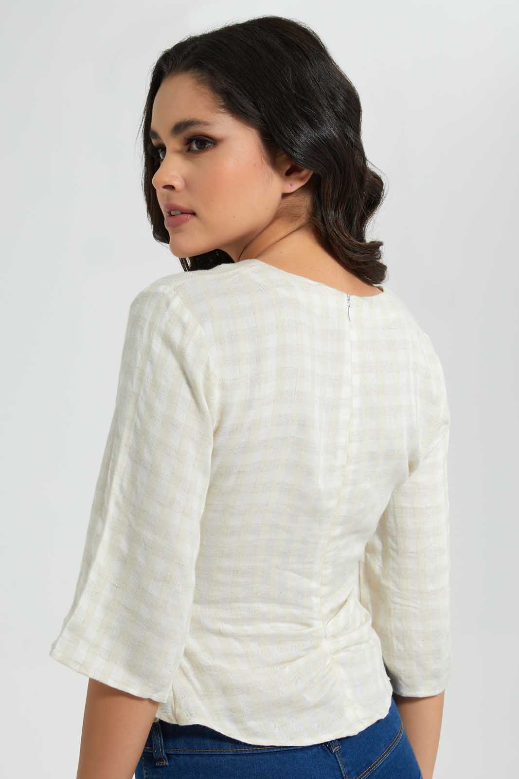Redtag-Cream-Dobby-Linen-Blend-Front-Knot-Detail-Blouse-Blouses-Women's-