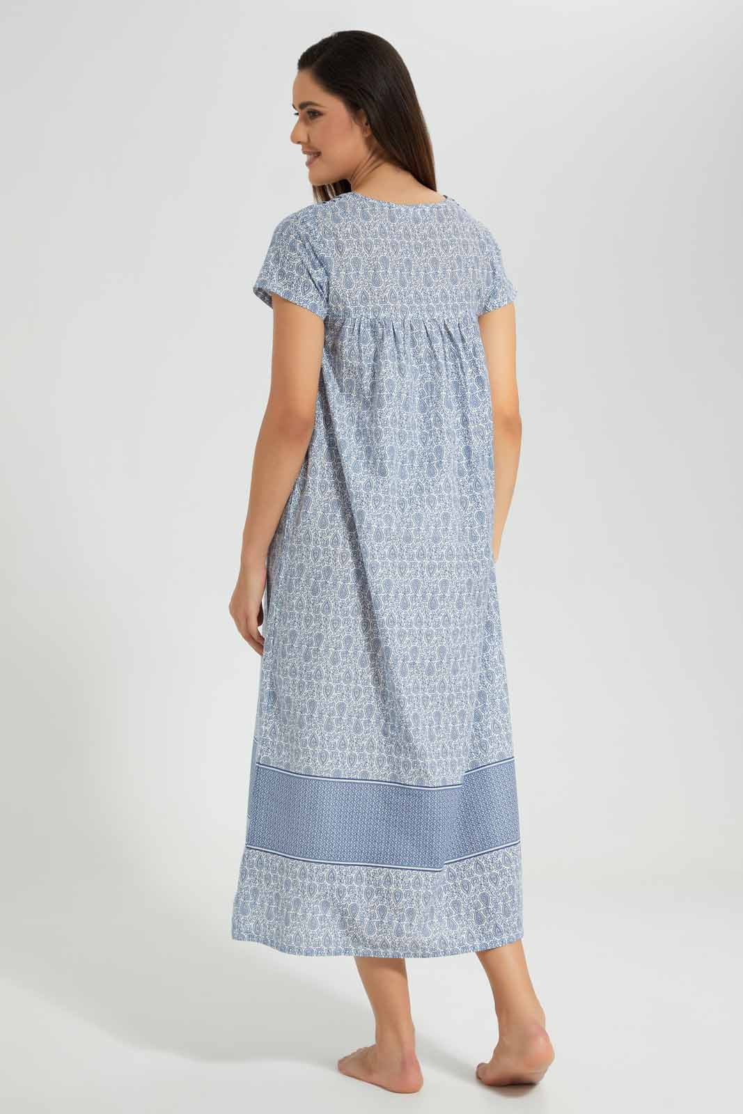 Redtag-Assorted-Pale-Blue-Printed-Nightgown-Category:Nightgowns,-Colour:Assorted,-Filter:Women's-Clothing,-Non-Sale,-S22C,-Section:Women,-Women-Nightgowns--