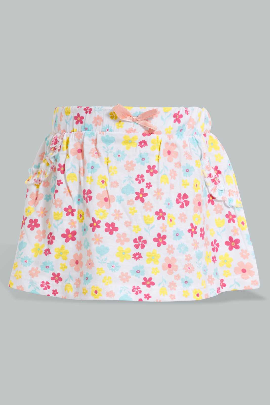 Redtag-Coral-Solid-And-Printed-2Pk-Knit-Skirt-Skirts-Infant-Girls-3 to 24 Months
