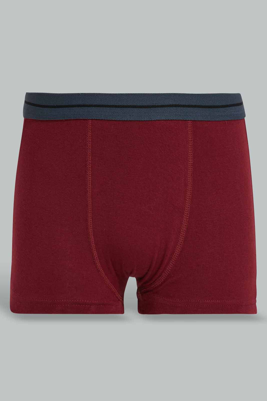 Redtag-Burgundy/Black/Grey-Mel-3-Pcs-Pack-Boxer-Short-365,-BSR-Boxers,-Category:Boxers,-Colour:Assorted,-ESS,-Filter:Senior-Boys-(9-to-14-Yrs),-New-In,-New-In-BSR-APL,-Non-Sale,-Section:Kidswear-Senior-Boys-9 to 14 Years