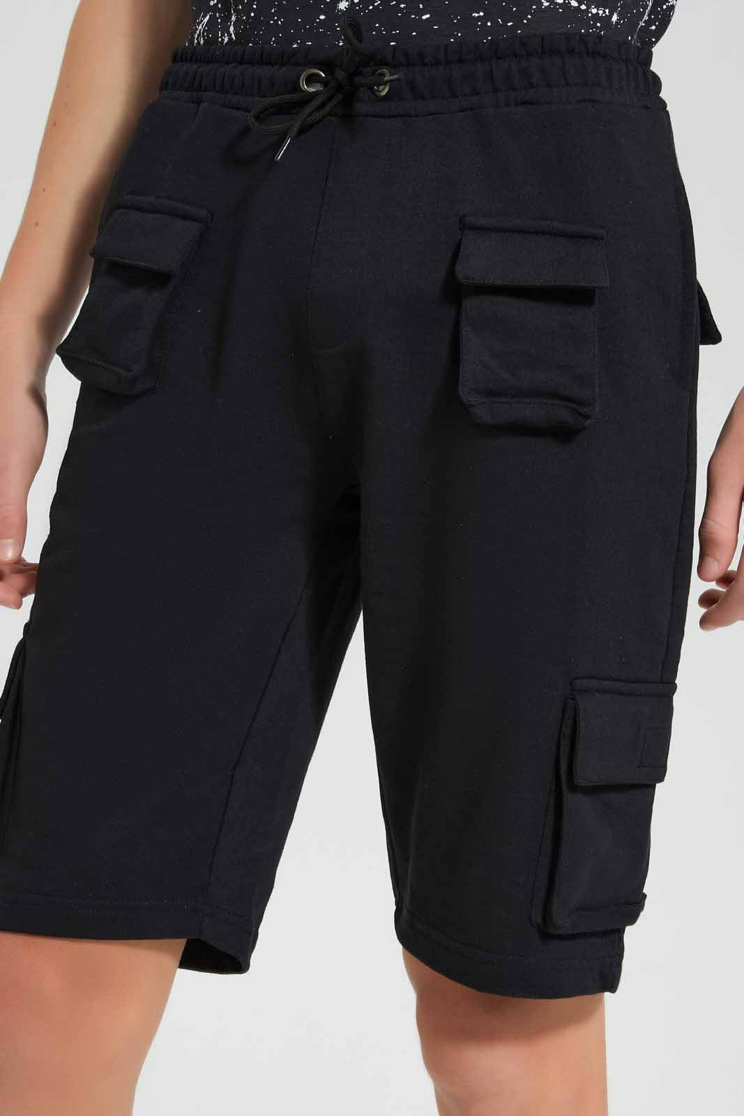 Redtag-Black-Side-Pocket-Active-Shorts-BSR-Shorts,-Category:Shorts,-Colour:Black,-Deals:New-In,-Filter:Senior-Boys-(9-to-14-Yrs),-New-In-BSR-APL,-Non-Sale,-S22D,-Section:Boys-(0-to-14Yrs)-Senior-Boys-9 to 14 Years