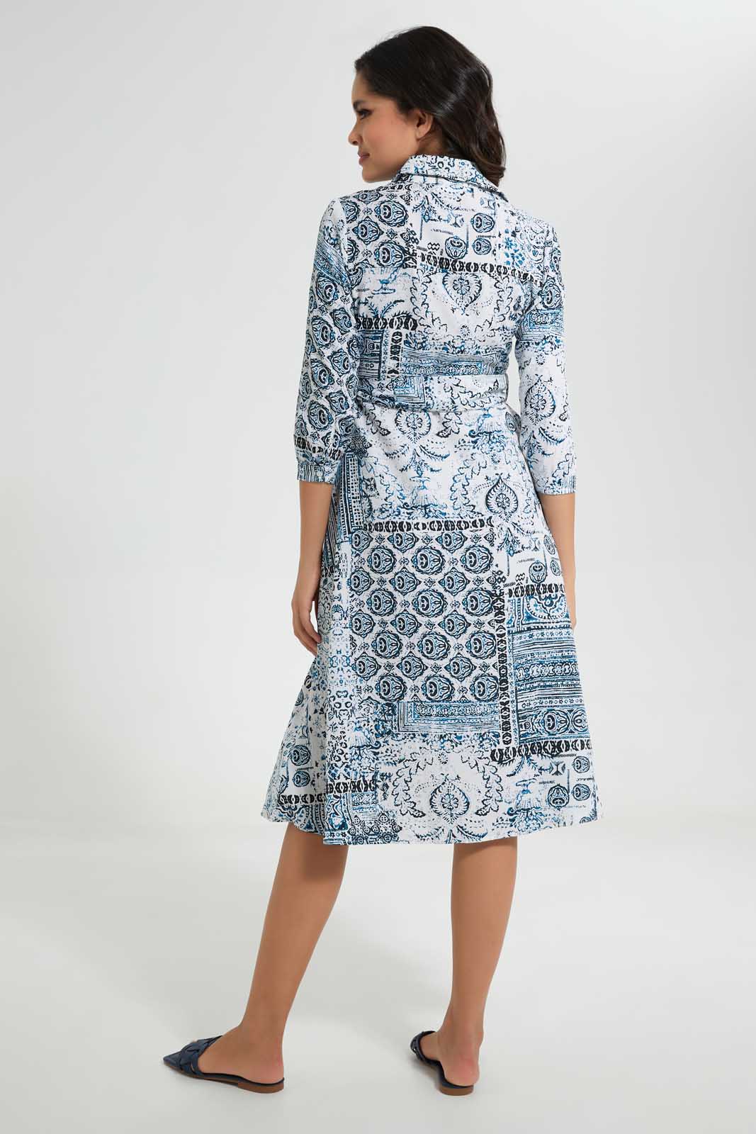 Redtag-Assorted-Printed-Collared-Belted-Shirt-Dress-Dresses-Women's-