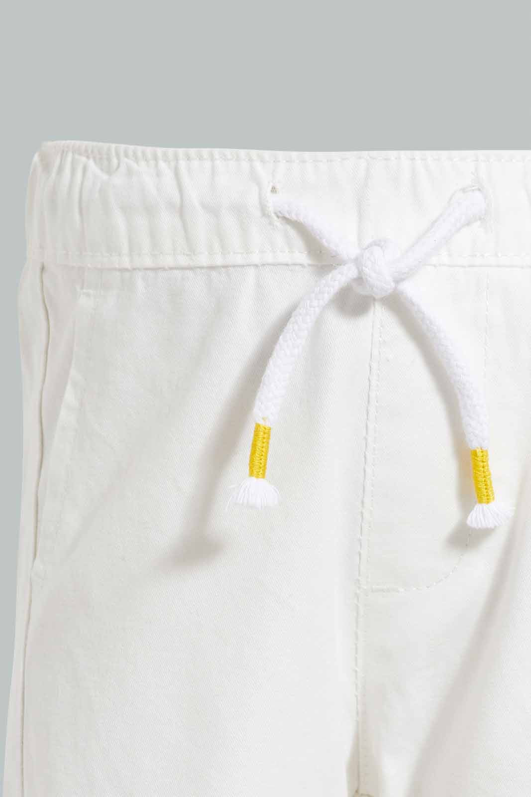 Redtag-Yellow-Truck-Printed-Tshirt-And-White-Bottom-Set-(2-Pack)-Sets-Infant-Boys-3 to 24 Months
