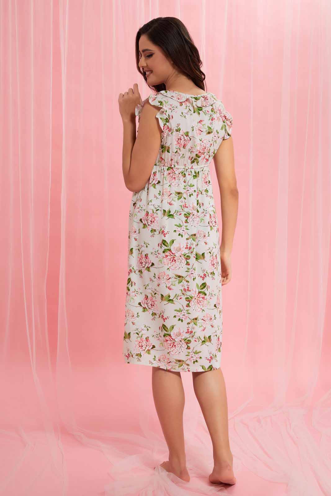 Redtag-Ivory-Floral-Printed-Nightgown-Category:Nightgowns,-Colour:Ivory,-Deals:New-In,-Filter:Women's-Clothing,-New-In-Women-APL,-Non-Sale,-S22D,-Section:Women,-Women-Nightgowns--