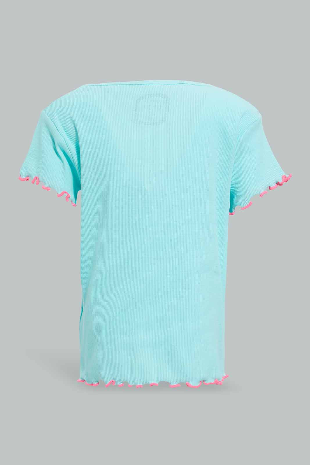 Redtag-Mint-Solid-Ribbed-T-Shirt-For-Baby-Girls-Category:T-Shirts,-Colour:Mint,-Deals:Sale,-Filter:Infant-Girls-(3-to-24-Mths),-Infant-Girls-T-Shirts,-S22D,-Sale-ING-APL,-Section:Girls-(0-to-14Yrs),-TBL-Infant-Girls-3 to 24 Months