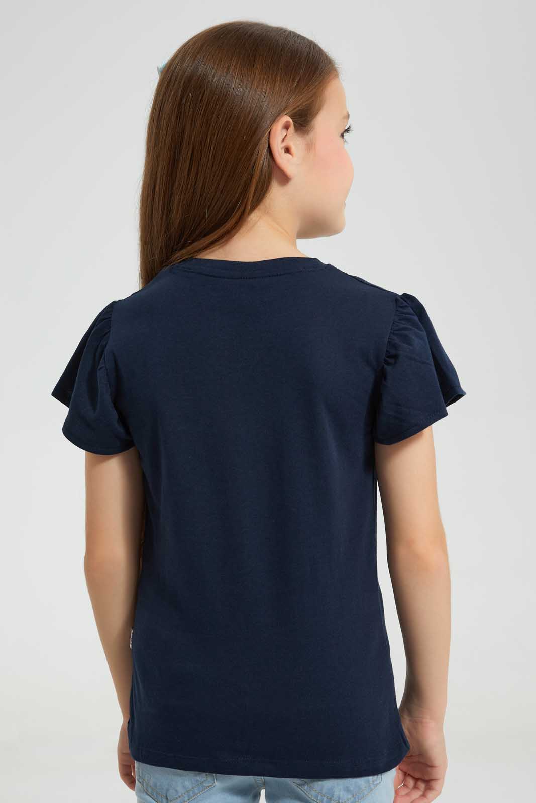Redtag-Navy-Marie-T-Shirt-Bundle,-Category:T-Shirts,-CHR,-Colour:Navy,-Deals:4-For-90,-Filter:Girls-(2-to-8-Yrs),-Girls-T-Shirts,-S22C,-Section:Girls-(0-to-14Yrs),-TBL-Girls-2 to 8 Years