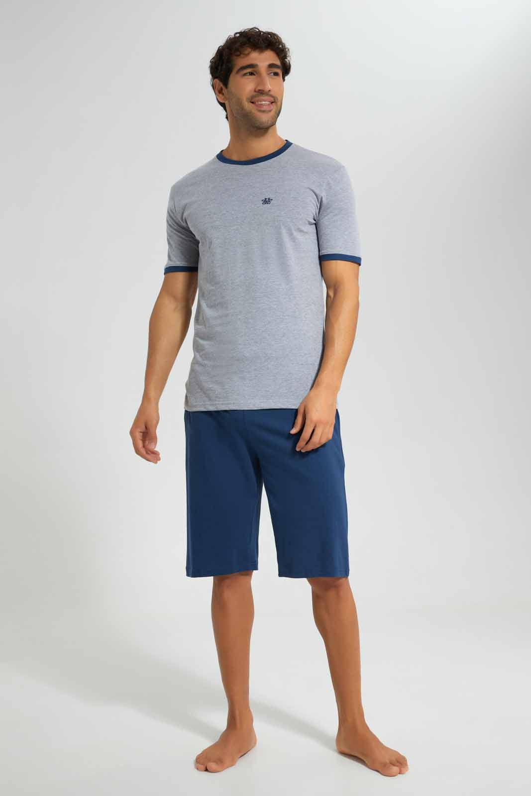Redtag-Grey/Navy-Pyjama-Sets-Category:Pyjama-Sets,-Colour:Grey,-Deals:New-In,-Filter:Men's-Clothing,-Men-Pyjama-Sets,-New-In-Men,-Non-Sale,-S22D,-Section:Men-Men's-