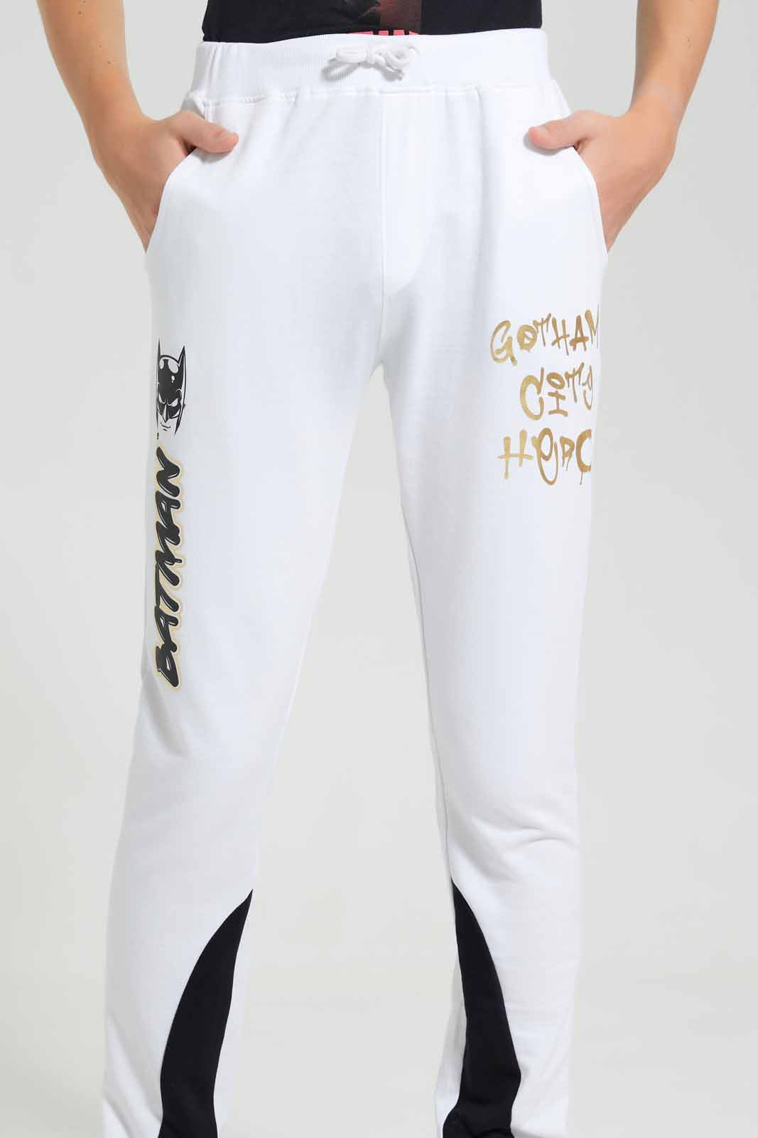 Redtag-White-Batman-Jogger-BSR-Joggers,-Category:Joggers,-CHR,-Colour:White,-Deals:New-In,-Filter:Senior-Boys-(9-to-14-Yrs),-New-In-BSR-APL,-Non-Sale,-S22D,-Section:Boys-(0-to-14Yrs)-Senior-Boys-9 to 14 Years