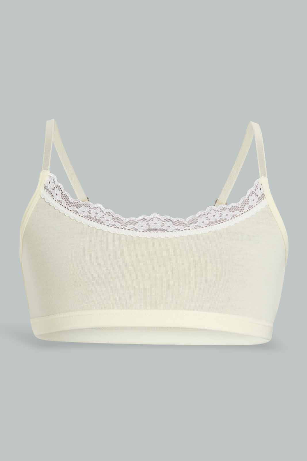 White And Yellow Plain Bra For Senior Girls (Pack of 2)