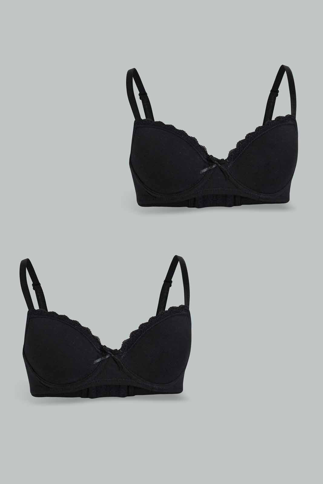 Black Padded Bra For Senior Girls (Pack of 2)