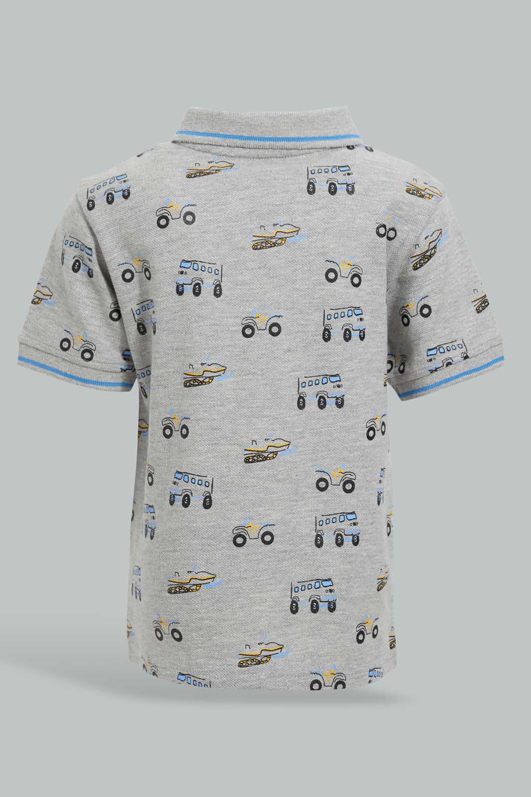 Redtag-Grey-Bus-Polo-Shirt-For-Baby-Boys-Category:Polo-T-Shirts,-Colour:Grey,-Filter:Infant-Boys-(3-to-24-Mths),-INB-Polo-T-Shirts,-S22C,-Section:Boys-(0-to-14Yrs)-Infant-Boys-3 to 24 Months