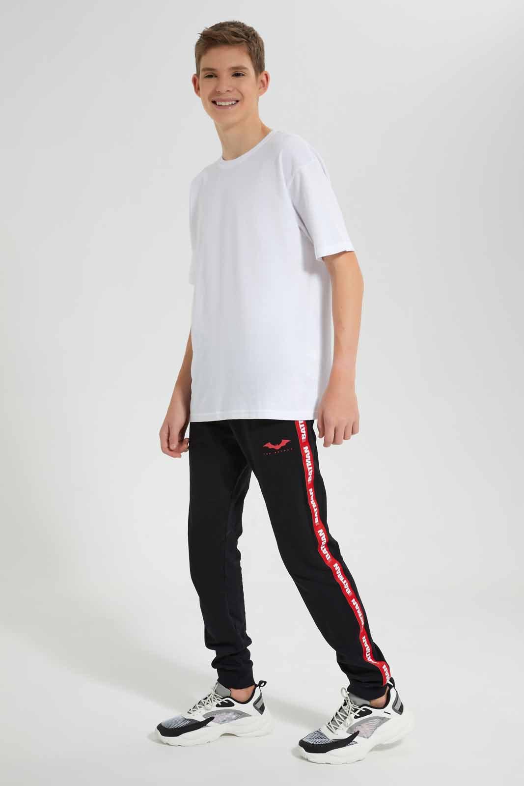 Redtag-Black-Batman-Active-Pant-BSR-Joggers,-Category:Joggers,-CHR,-Colour:Black,-Deals:New-In,-Filter:Senior-Boys-(9-to-14-Yrs),-New-In-BSR-APL,-Non-Sale,-S22D,-Section:Boys-(0-to-14Yrs)-Senior-Boys-9 to 14 Years