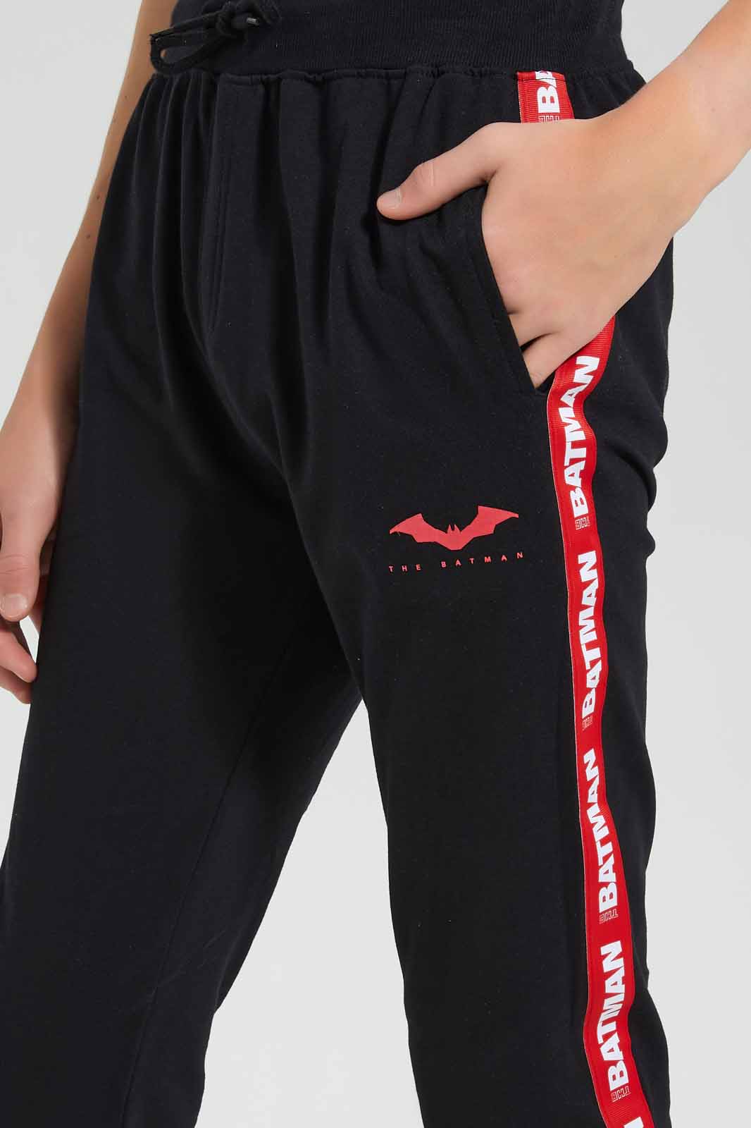 Redtag-Black-Batman-Active-Pant-BSR-Joggers,-Category:Joggers,-CHR,-Colour:Black,-Deals:New-In,-Filter:Senior-Boys-(9-to-14-Yrs),-New-In-BSR-APL,-Non-Sale,-S22D,-Section:Boys-(0-to-14Yrs)-Senior-Boys-9 to 14 Years