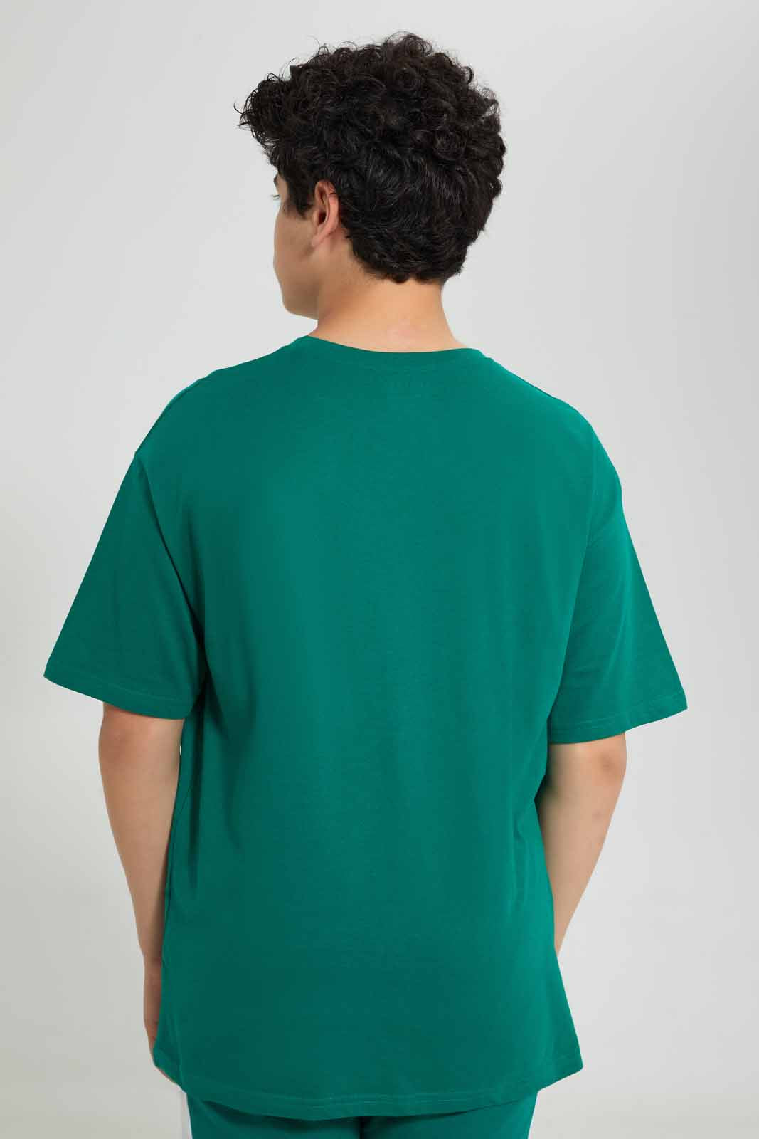 Redtag-Green-Oversize-T-Shirt-Graphic-T-Shirts-Senior-Boys-9 to 14 Years