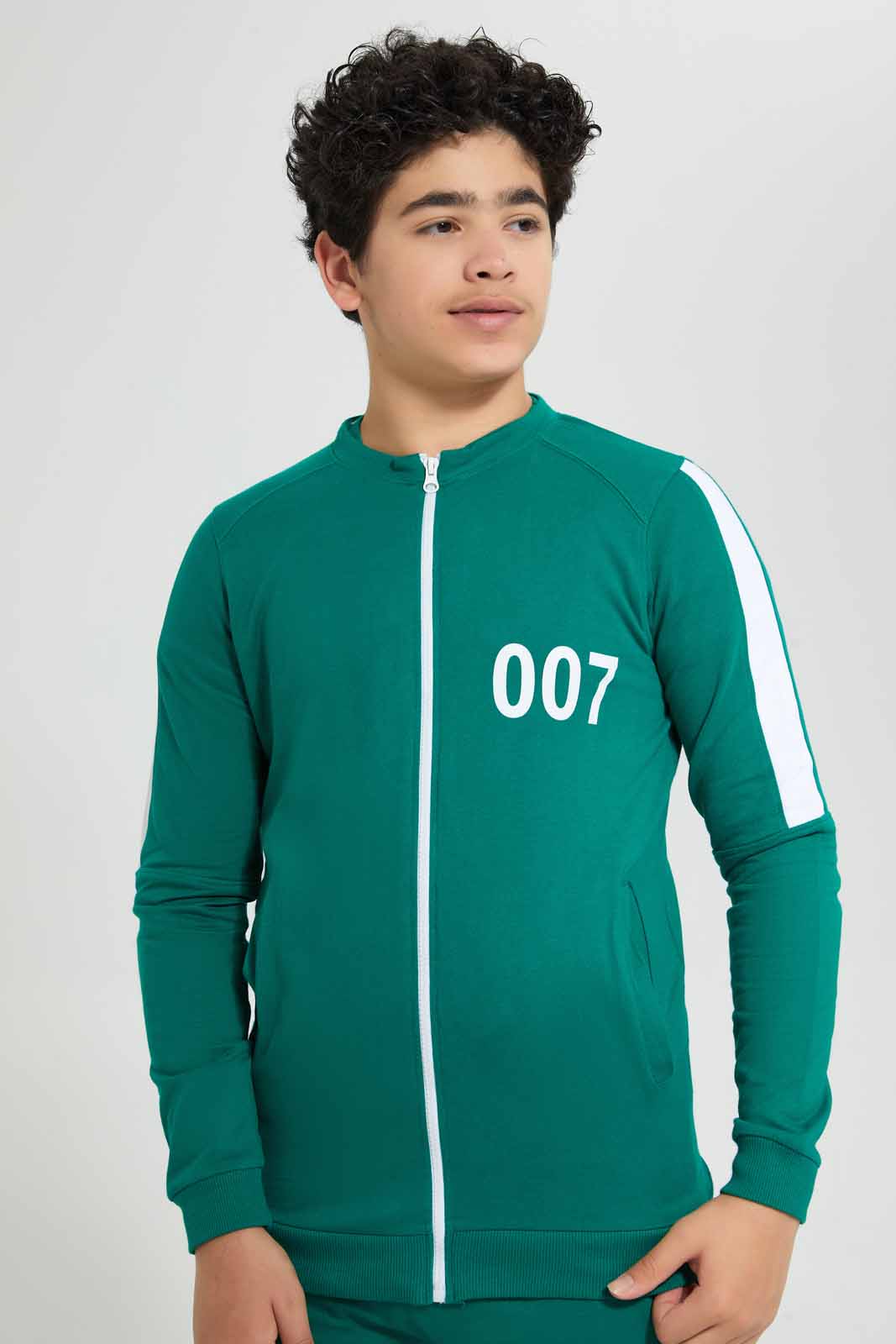 Redtag-Green-Zipthru-SweaT-Shirt-Hooded-Sweatshirts-Senior-Boys-9 to 14 Years