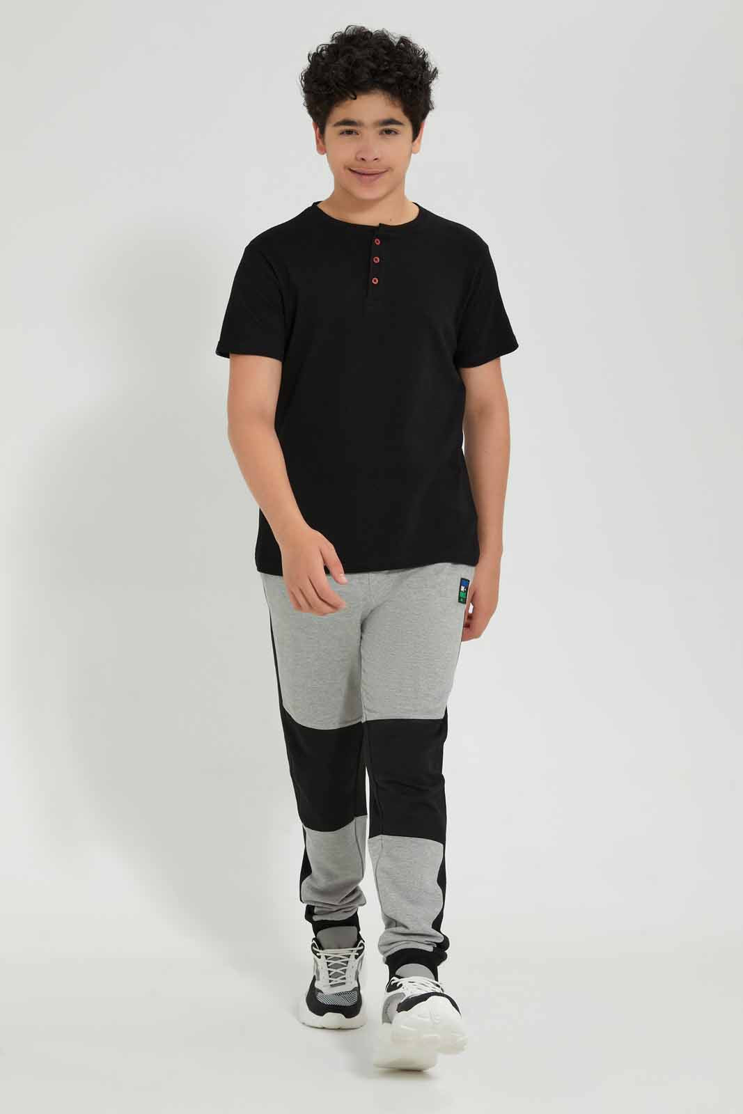 Redtag-Grey-Mel-Biker-Knee-Jogger-Pant-Joggers-Senior-Boys-9 to 14 Years