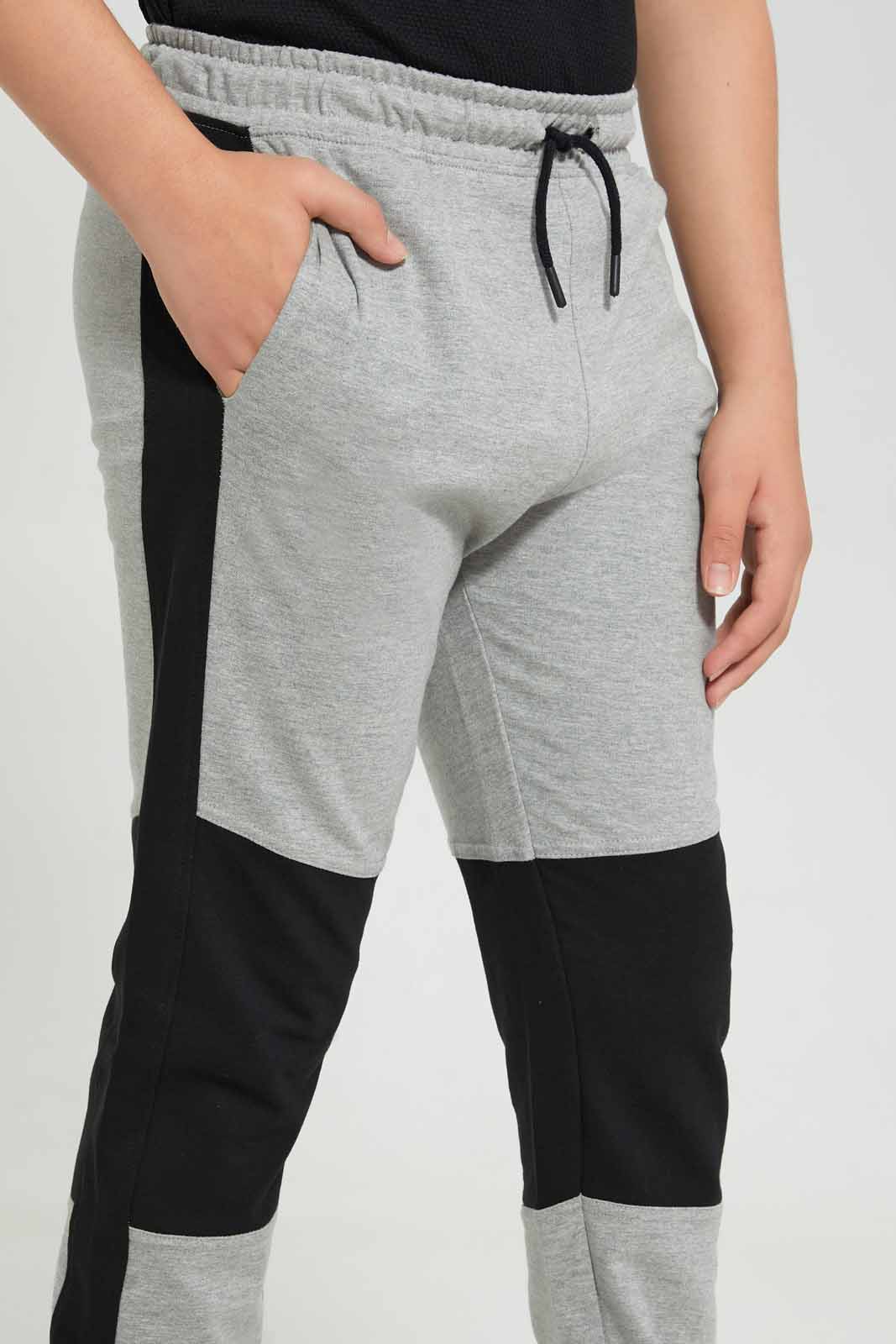 Redtag-Grey-Mel-Biker-Knee-Jogger-Pant-Joggers-Senior-Boys-9 to 14 Years