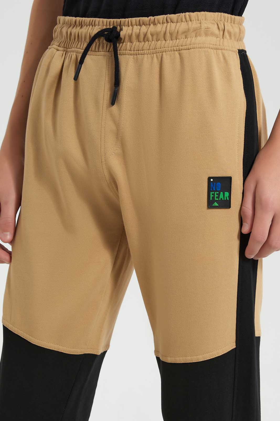 Redtag-Lt.-Beige-Biker-Knee-Jogger-Pant-Joggers-Senior-Boys-9 to 14 Years