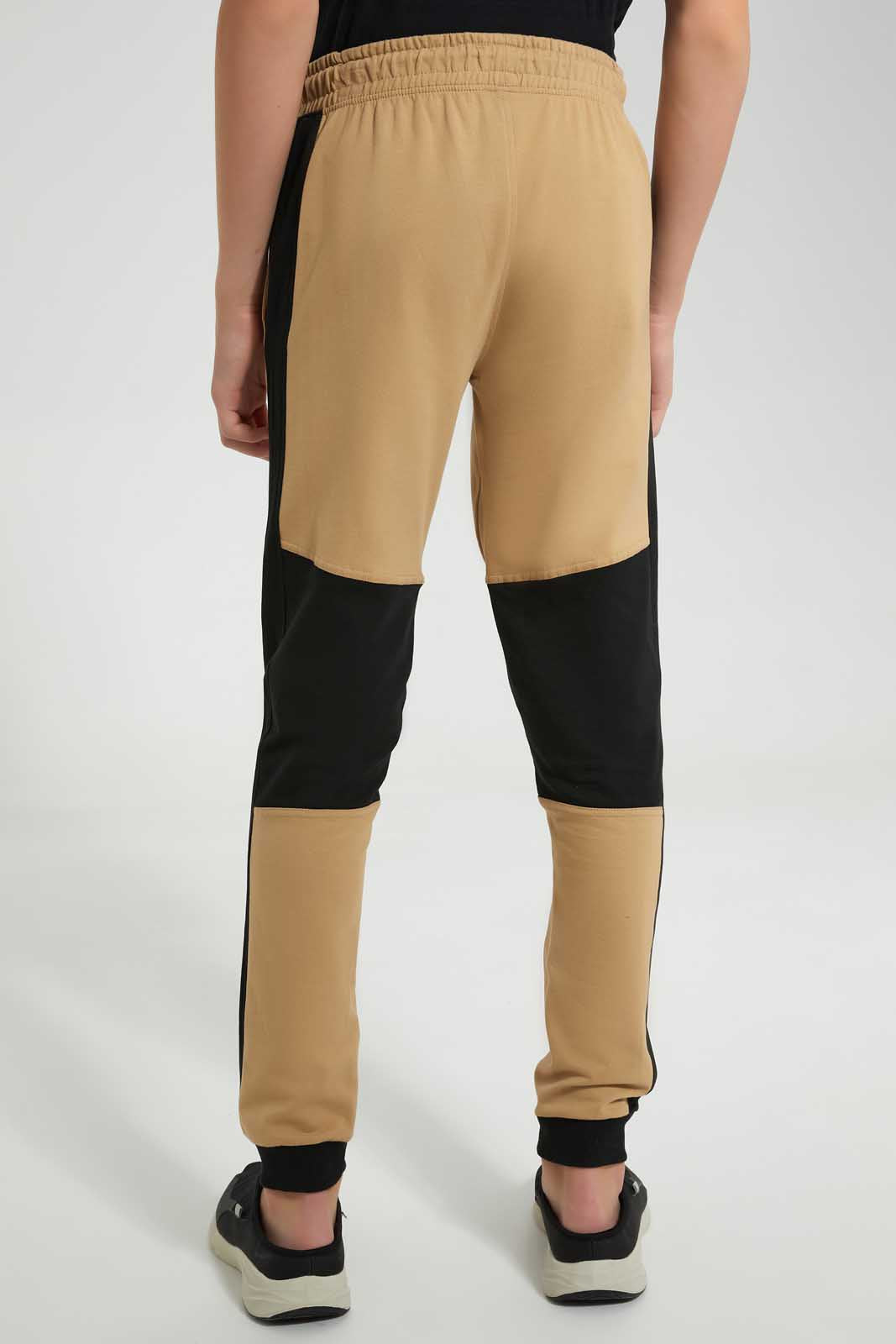 Redtag-Lt.-Beige-Biker-Knee-Jogger-Pant-Joggers-Senior-Boys-9 to 14 Years