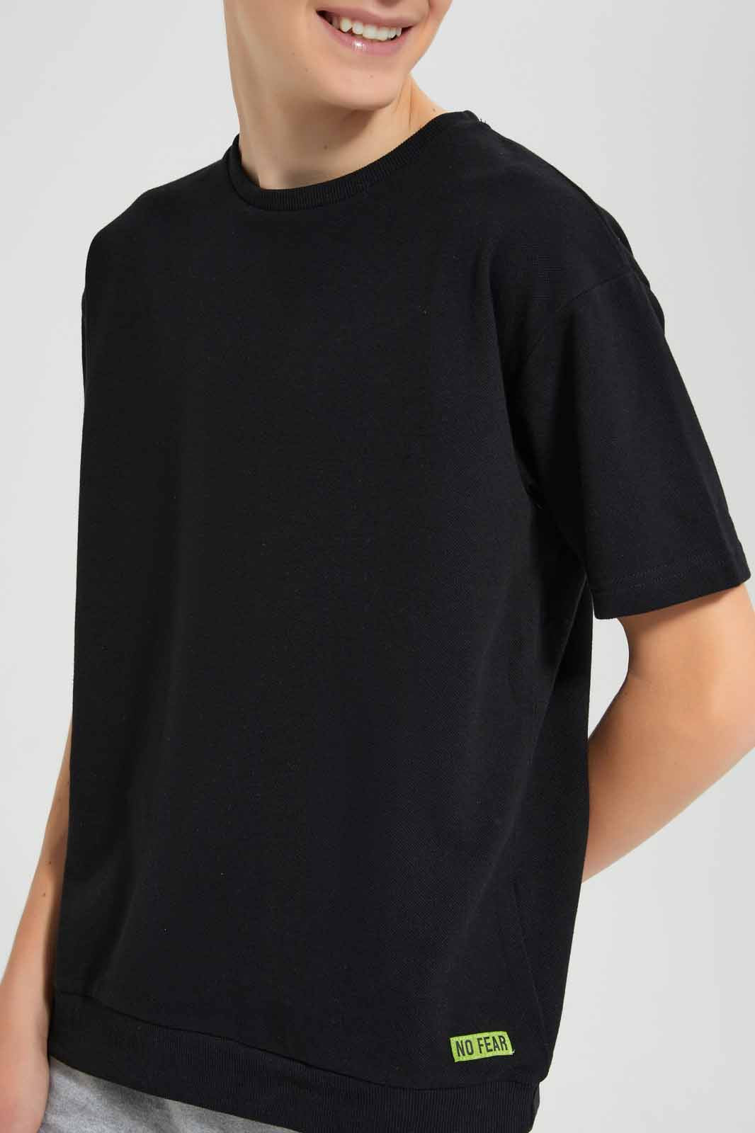 Redtag-Black-Pique-Sweatshirt-BSR-Sweatshirts,-Category:Sweatshirts,-Colour:Black,-Filter:Senior-Boys-(9-to-14-Yrs),-New-In,-New-In-BSR,-Non-Sale,-S22D,-Section:Kidswear--