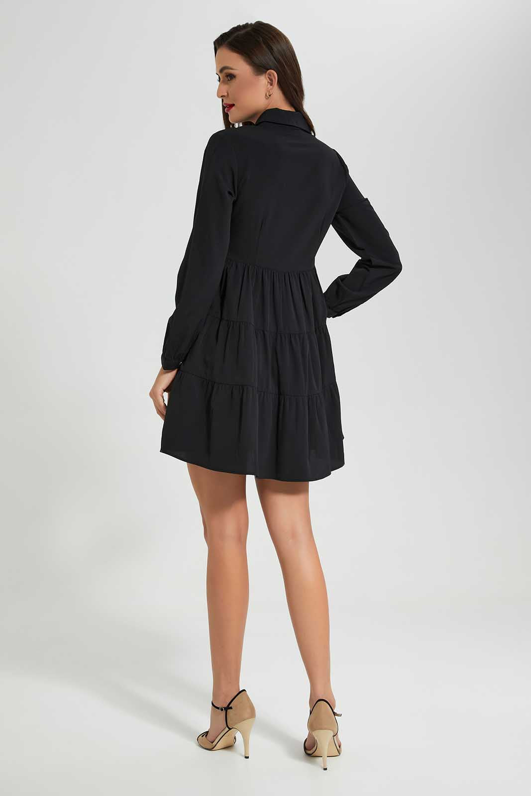 Redtag-Black-Tiered-Dress-Category:Dresses,-Colour:Black,-Deals:New-In,-Filter:Women's-Clothing,-LDC,-LDC-Dresses,-New-In-LDC-APL,-Non-Sale,-Section:Women,-W22O-Women's-