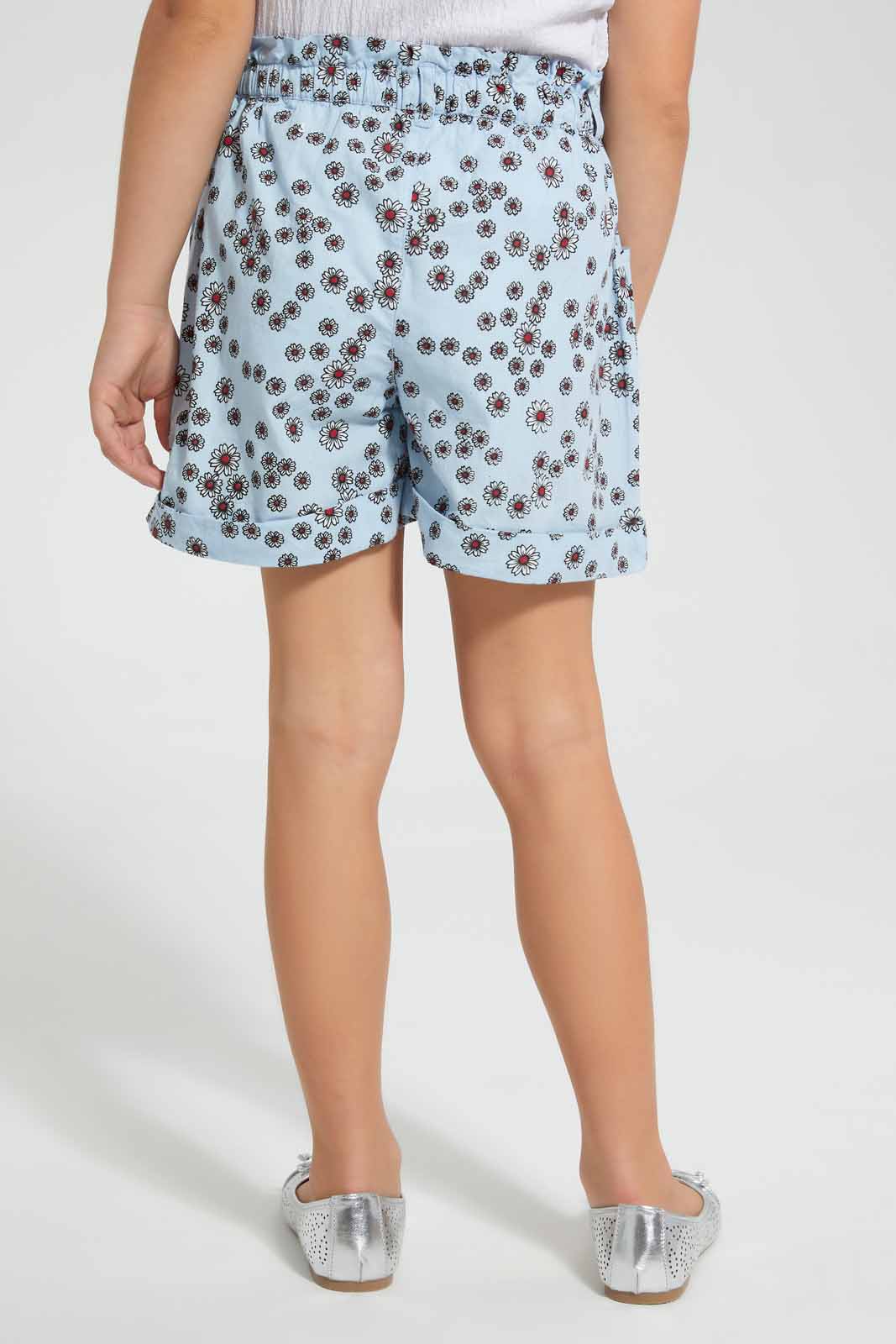 Redtag-Assorted-Girls-Aop-Short-Casual-Shorts-Girls-2 to 8 Years