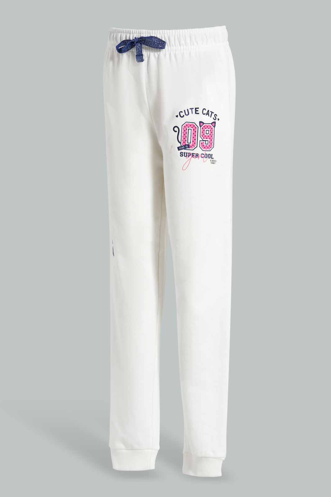 Redtag-Cream-Jogger-Pants-Joggers-Girls-2 to 8 Years