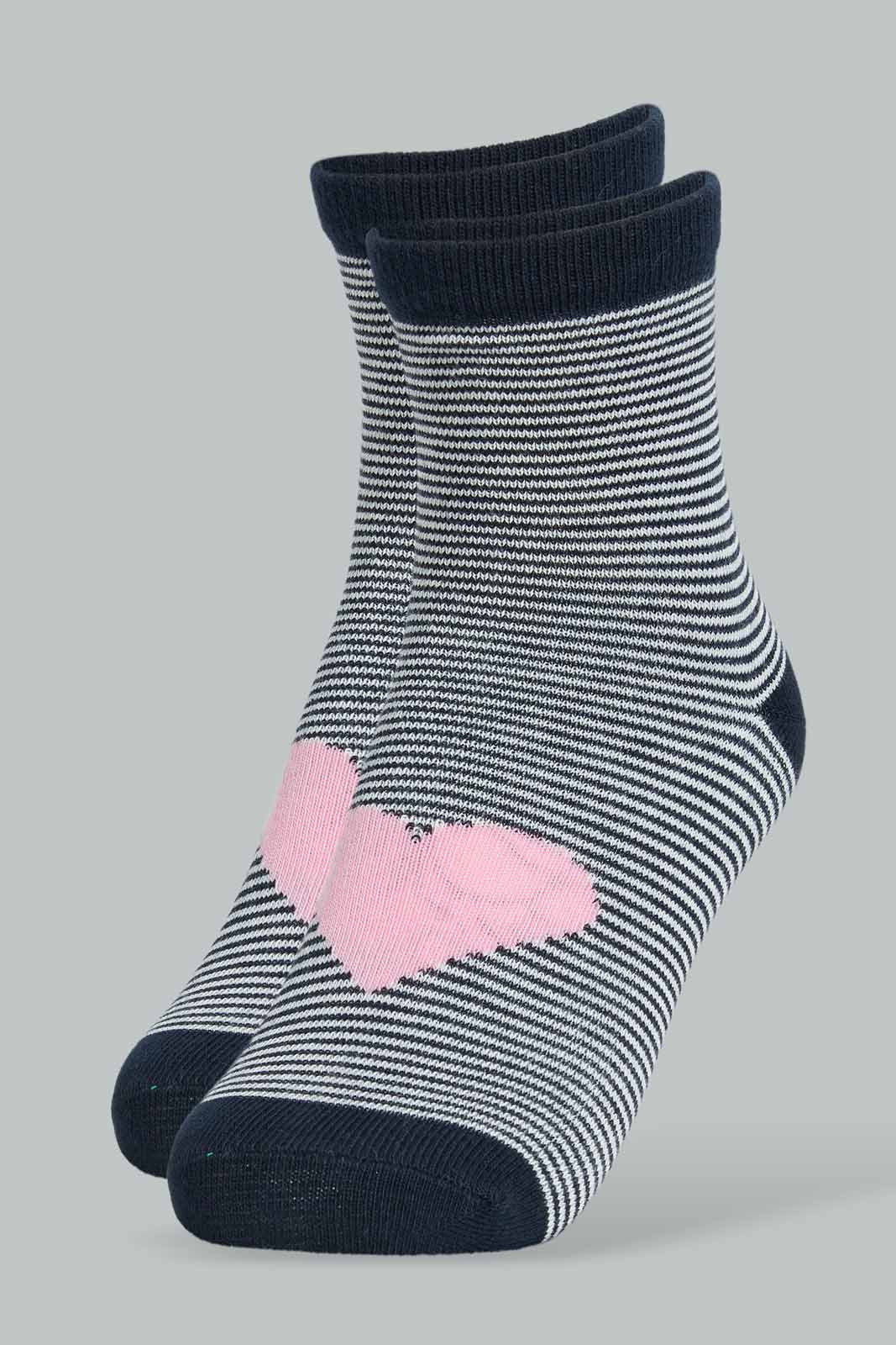 Redtag-Assorted-4-Pc-Pack-Socks-Full-Length-Socks-Girls-2 to 8 Years