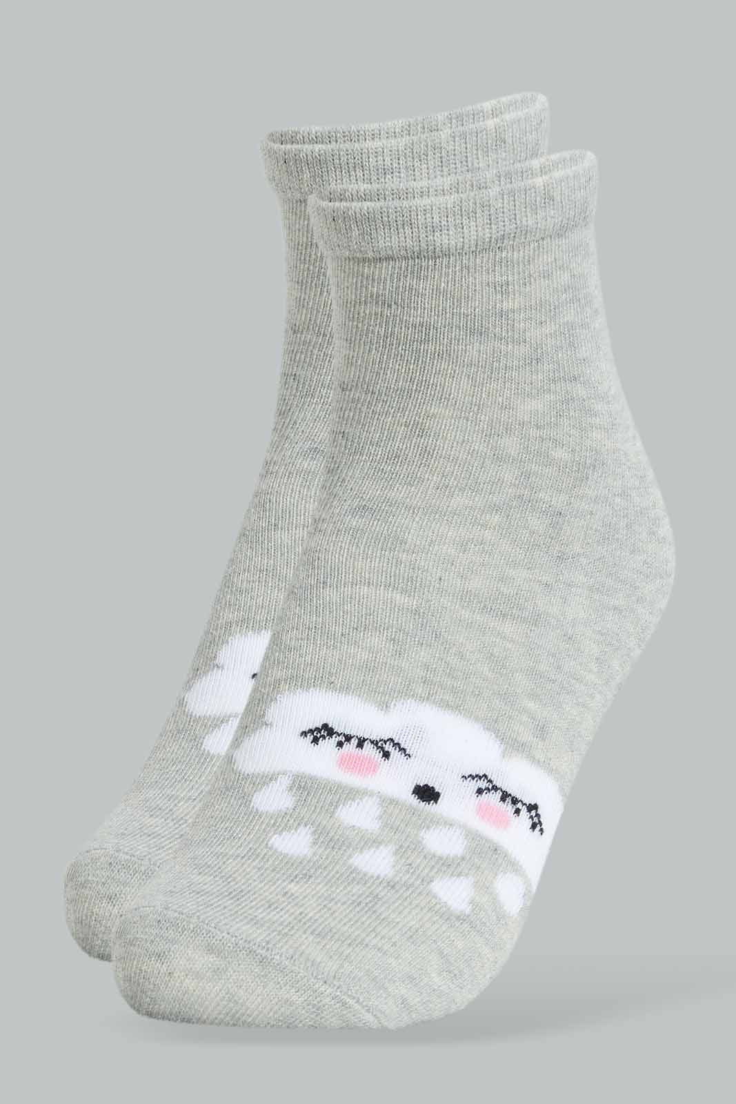 Redtag-Assorted-4-Pc-Pack-Socks-Full-Length-Socks-Girls-2 to 8 Years