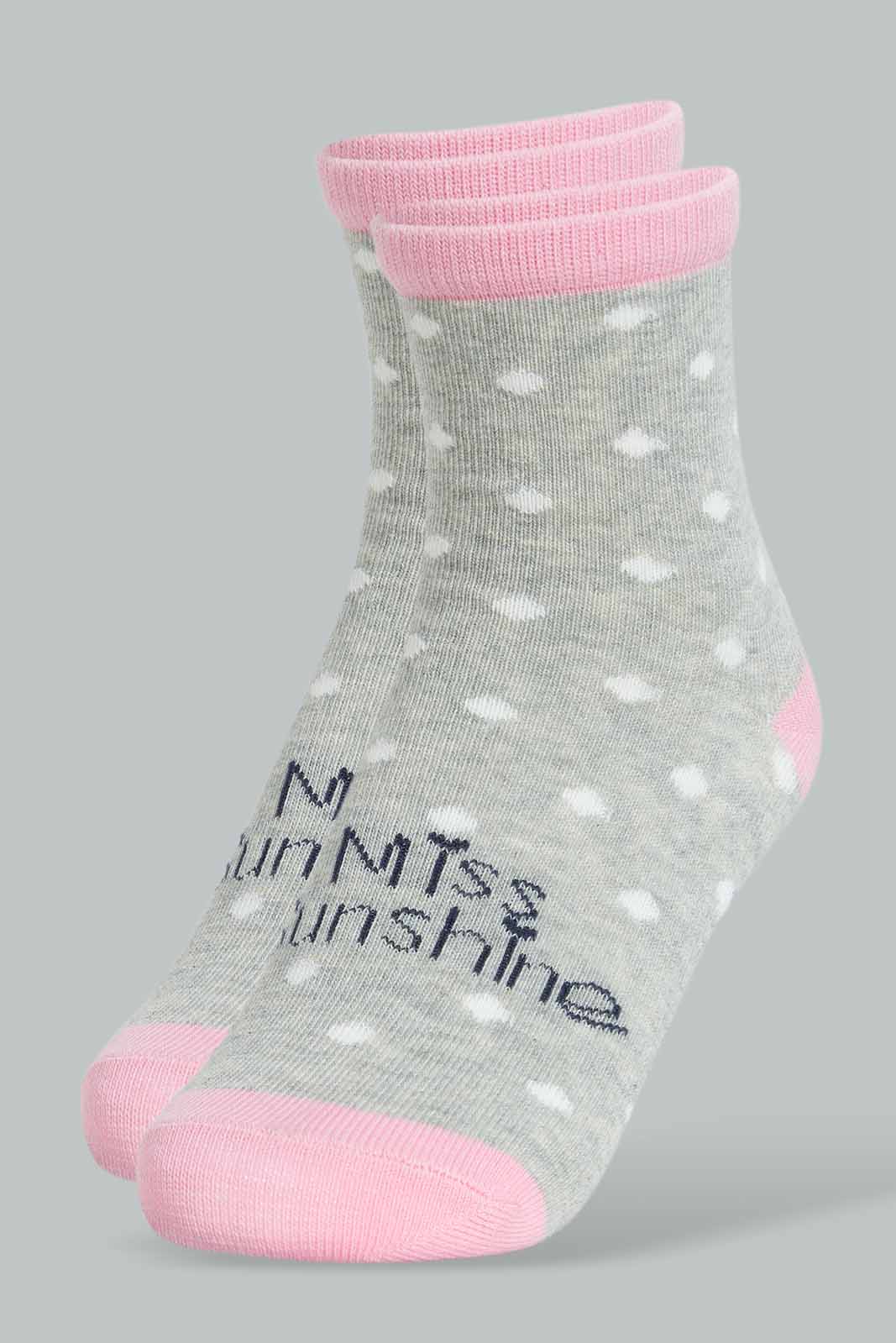 Redtag-Assorted-4-Pc-Pack-Socks-Full-Length-Socks-Girls-2 to 8 Years