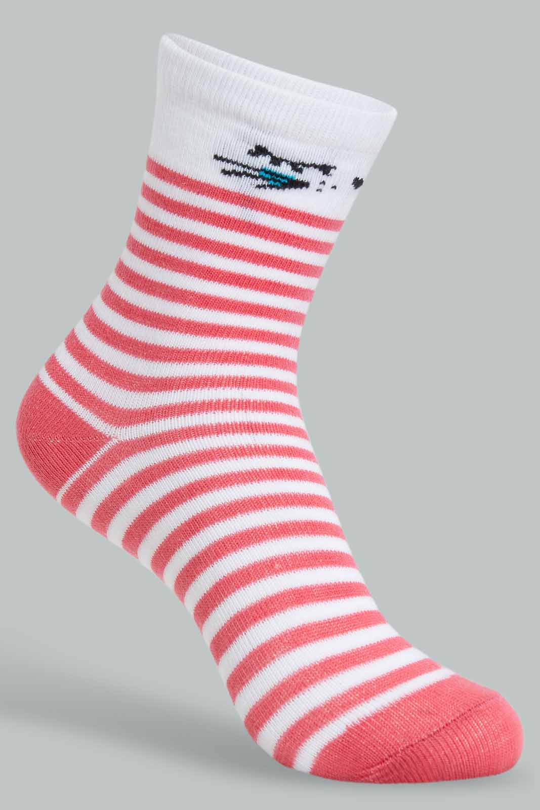 Redtag-Assorted-4-Pc-Pack-Socks-Full-Length-Socks-Girls-2 to 8 Years